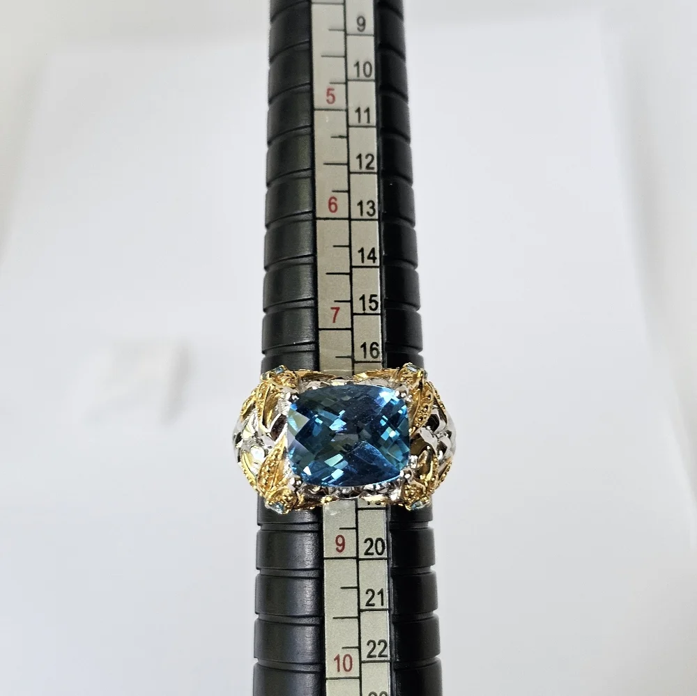 Genuine Victoria Wieck Blue Topaz Ring 14K Sterling Silver Size 6.5! - Picture 6 of 9
